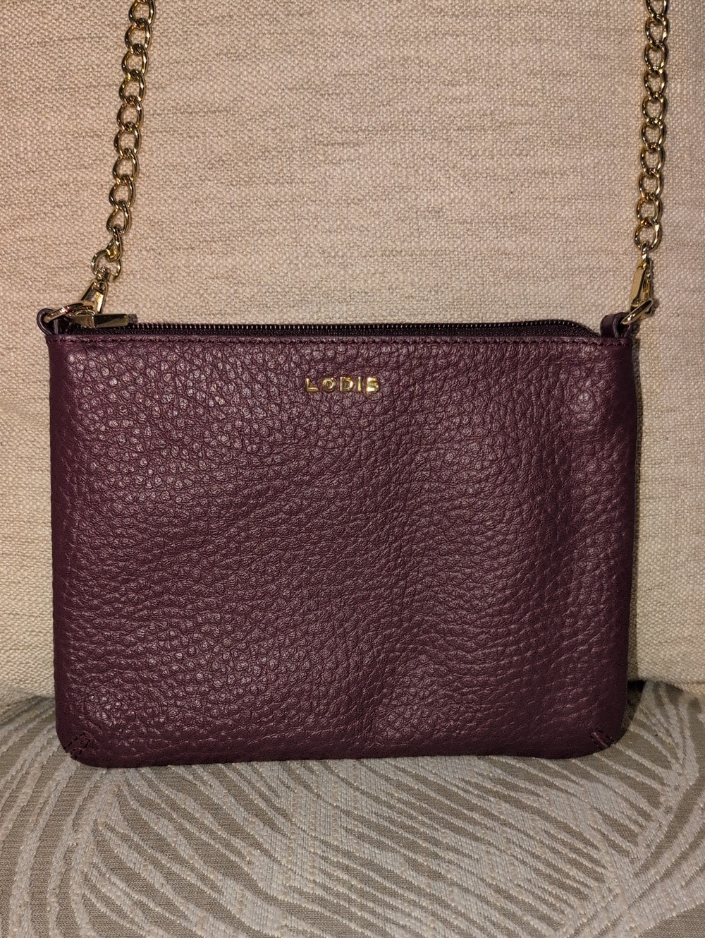 Lodis Emily  5 In 1 Plumb Pebble Leather Convertible Bag